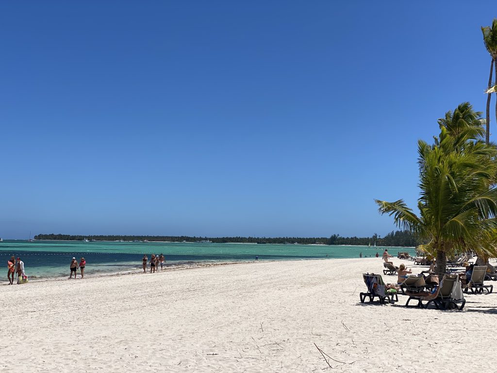 White sand beach and turquoise lagoon in La Romana
