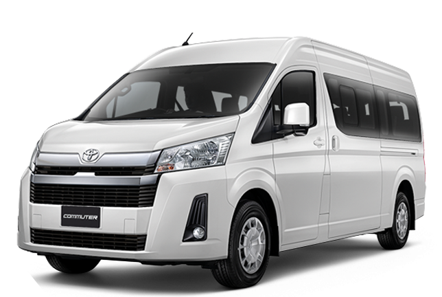 White Toyota Hiace Commuter passenger van for group transfers in Punta Cana